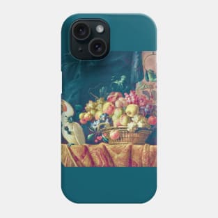 Still Life of Fruit on a Table with a Parrot Jan Pauwel Gillemans the Younger (digitally enhanced) Phone Case