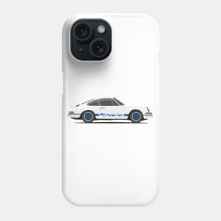 supercar 911 carrera rs turbo 1972 side white blue Phone Case