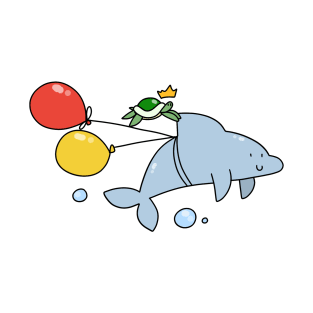 Turtle and Dolphin with Balloons T-Shirt