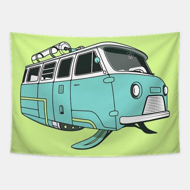 Retrofuturistic car Tapestry by Alex Maximoff