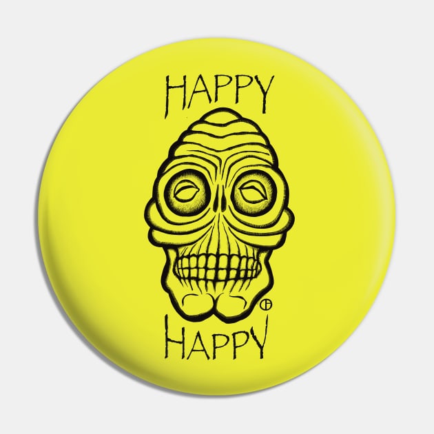 Happy Skull Pin by Art from the Blue Room