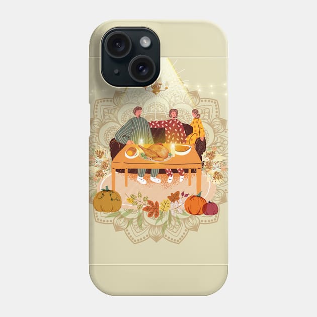 Thanksgiving Dinner with family, parents and daughter Phone Case by ariverde