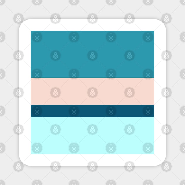 A fine combination of Oxford Blue, Blue Sapphire, Sea, Pale Cyan and Champagne Pink stripes. Magnet by Sociable Stripes