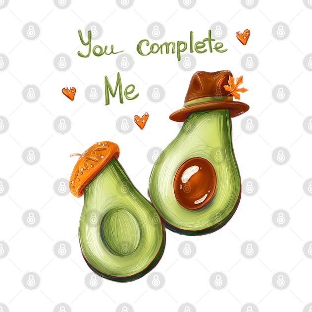 Avocado time. you complete me. Couple by Elishas art original 