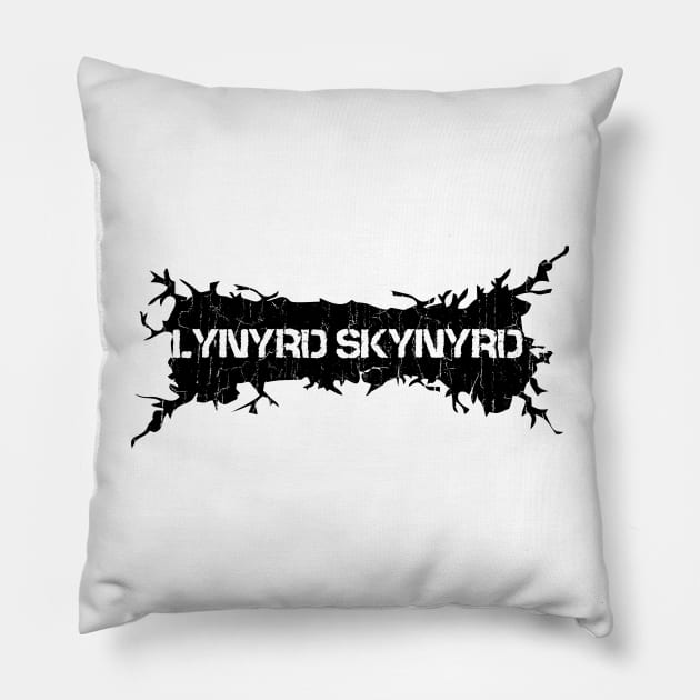 Black Distressed - Lynyrd Skynyrd Pillow by PASAR.TEMPEL