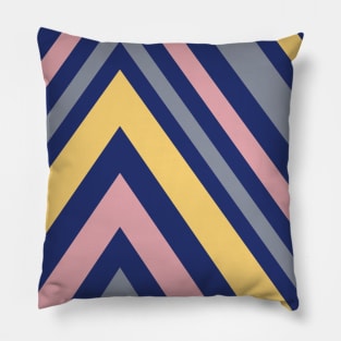 Chevron Pattern in Grey, Navy Blue, Pink and Yellow Pillow