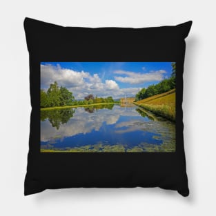 Springtime at Chatsworth, Derbyshire with cloud reflections Pillow