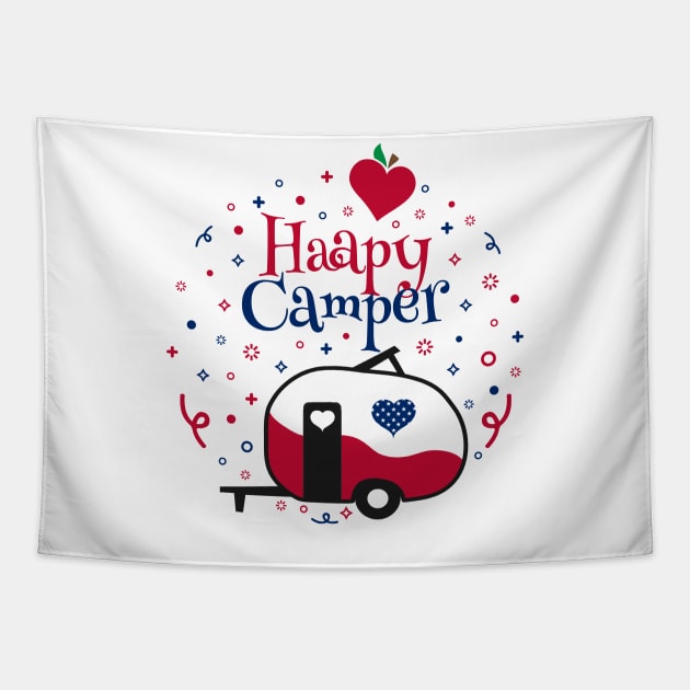 happy camper camping lover Tapestry by Tesszero