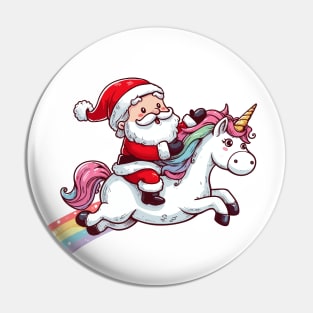 Santa Riding Unicorn Pin