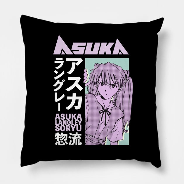 Asuka Langley Pastel Aesthetic Manga Girl Edit Pillow by mareescatharsis