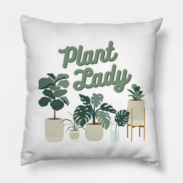 Plant Lady planting happiness with house plants Pillow by tandre