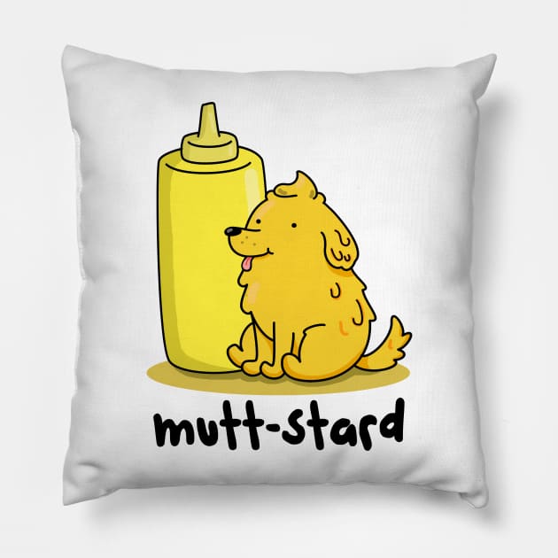 Mutt-stard Cute Mustard Dog Pun Pillow by punnybone