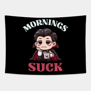 Mornings Suck - Cute Dracula Tapestry