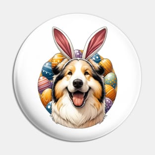 Croatian Sheepdog Enjoys Easter in Bunny Ears Pin