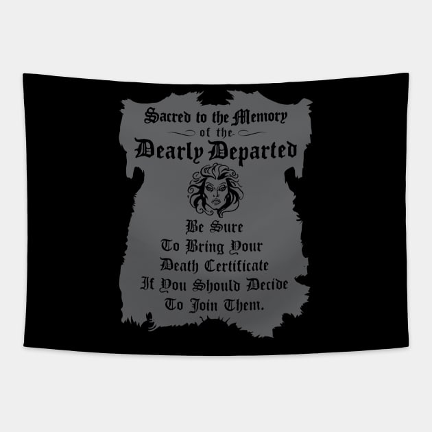 Haunted Mansion Death Certificate Haunted Mansion Tapestry TeePublic