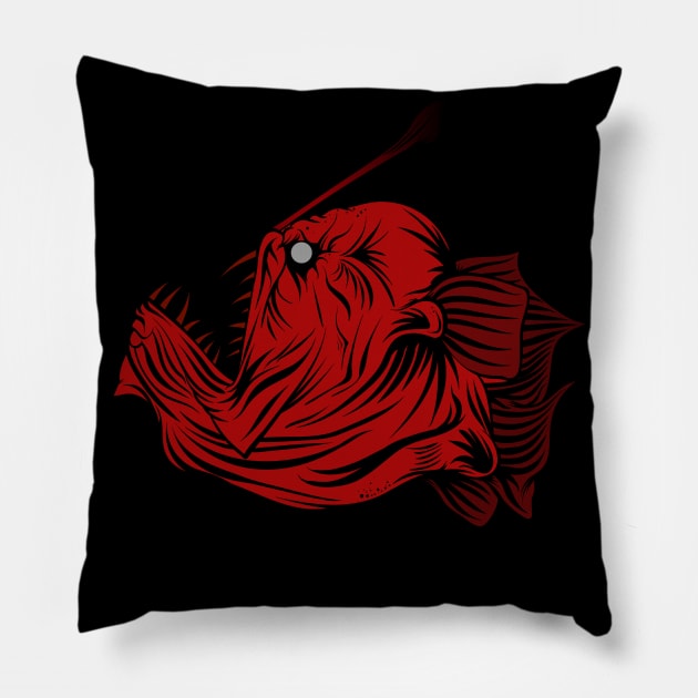 red angler fish Pillow by wet_chicken_lip