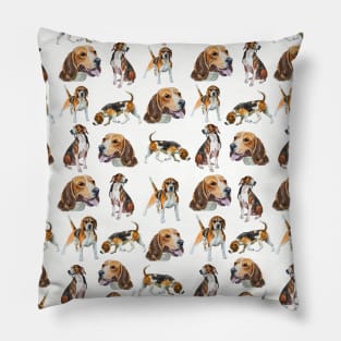 watercolors beagles Pillow