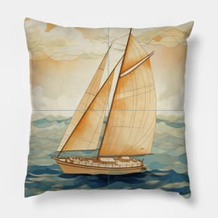 A Sailboat on a Tile Pillow