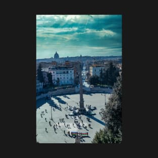 Scenic View of Piazza del Popolo Square from the Terrace of Pincio in Villa Borghese T-Shirt