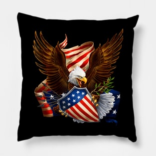 Patriotic Eagle Shield arrows american flag 4th of July Pillow