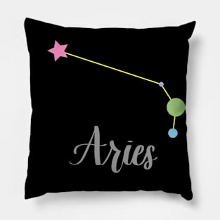 Aries Zodiac Constellation in Pastels - Black Pillow