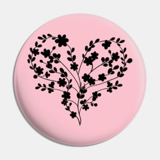 Coquette Back Floral Heart Pin