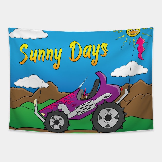 Sunny Days Purple Offroad 4x4 Rock Crawler Truck Tapestry by Dad n Son Designs