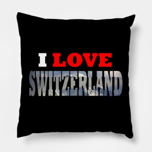 I Love Switzerland Snow Capped Mountain Pillow