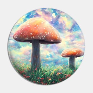 Giant fantasy mushrooms under a cotton candy sky Pin