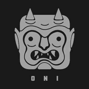 Stylized Oni mask in grey ink T-Shirt