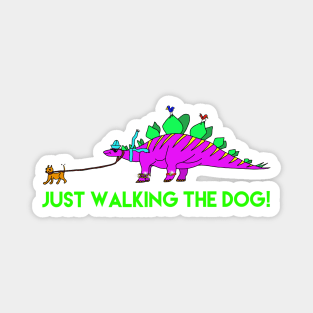 Stegosaurus Dinosaur Walking His Chihuahua Dog! Magnet