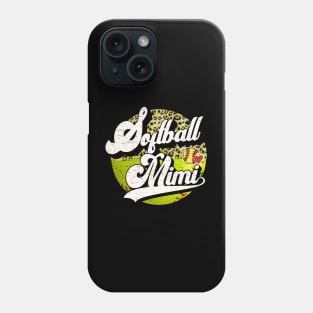 Softball Mimi Vintage Leopard Softball Family Matching Phone Case