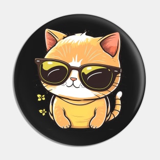 Cute ginger cat wearing sunglasses Pin