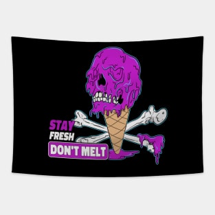 Cute Skeleton Screaming Ice Cream Skull Tapestry