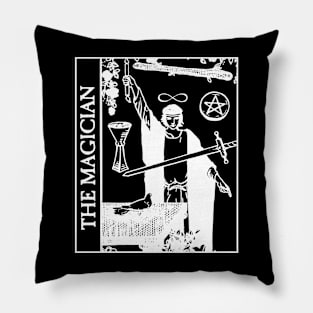 The Magician Tarot Card Black and White Pillow