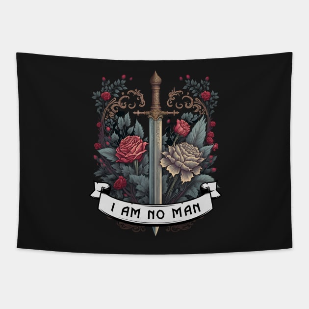 I Am No Man - Roses and Sword - Fantasy Tapestry by Fenay-Designs