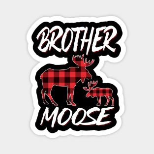 Red Plaid Brother Moose Matching Family Pajama Christmas Gift Magnet