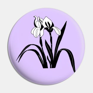 Black and White Iris Flower Pin