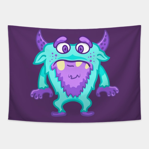 cute blue monster male Tapestry by yudabento