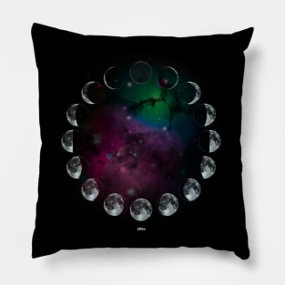 Moon Phases Rainbow Universe Pillow