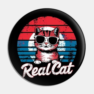 Real Cat Funny Vintage Retro Cat t-shirt for women & Men Cat Pin