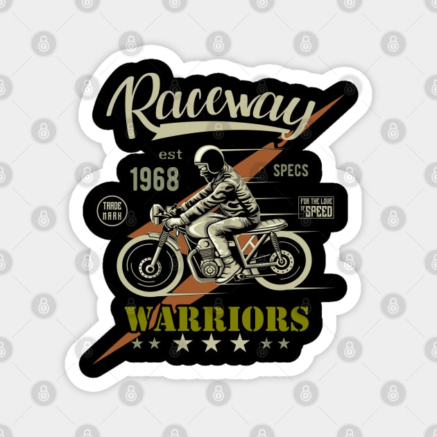 Raceway Warrios motorbike 1968 vintage biker Magnet by SpaceWiz95