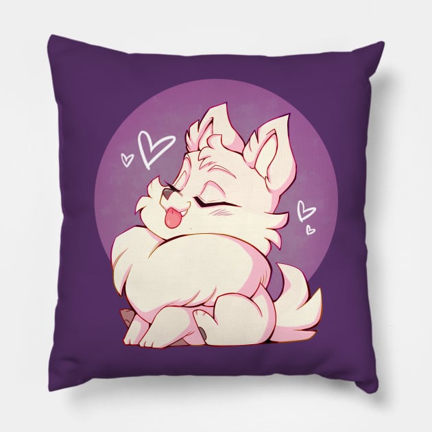 Fluffy Pomeranian Puppy (Creamy White) Pillow by kickgirl