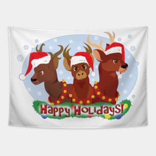 Three Christmas Deer Tapestry