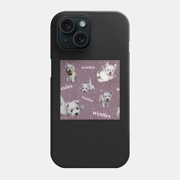 Westies mom purple pattern Phone Case by ArtInPi