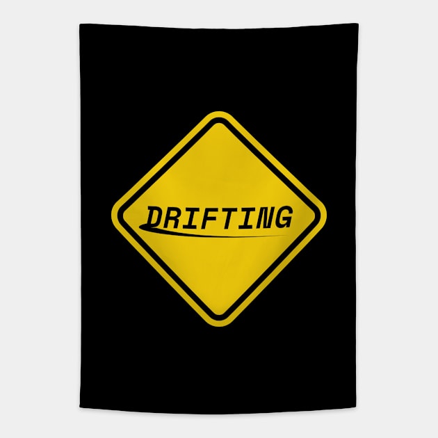 Drifting Yellow Warning Traffic Sign Tapestry by Adrian's Outline