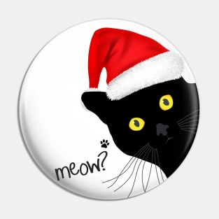 Black Cat Santa Pin