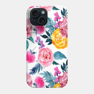 Colorful floral watercolor seamless pattern Phone Case