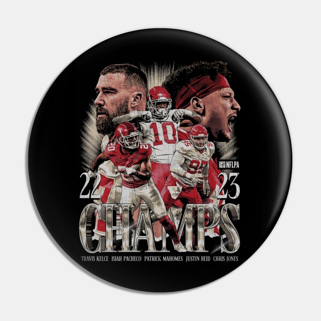 Isiah Pacheco Travis Kelce & Patrick Mahomes Champs Vintage Pin by ganisfarhan