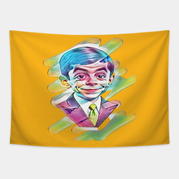 Animated Mr. Bean: Childhood Geometric Delight Tapestry by NikwinTrends